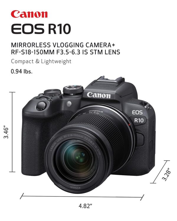Canon EOS R10 24.2MP RF-S18-150 F/3.5-6.3 IS STM Mirrorless Camera (APS-C Sendor, 4K UHD Video) for Wedding & Content Creators - Black - Image 4