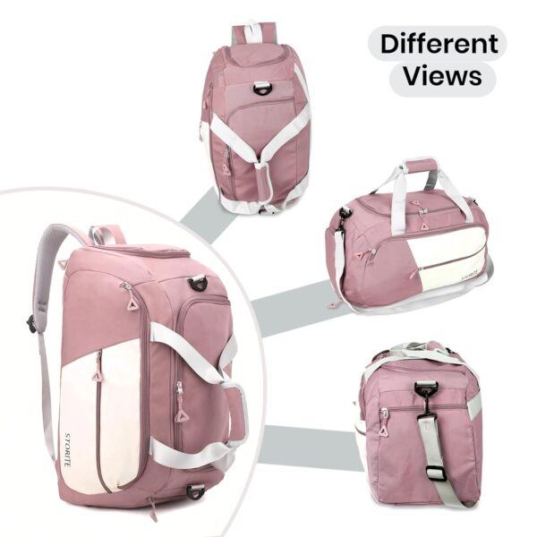 Storite Nylon 54 Cm Imported Multi Purpose Travel Duffle Bag for Women with Dry and Wet Pocket, Lightweight Waterproof Backpack Carry Luggage Bag with Shoe Compartment (Deep Pink, 54 x 12 x 24 cm) - Image 7