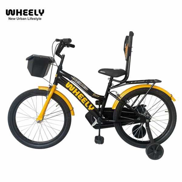 Wheely Buzz, 20T Kids Bike, 12 Inch Frame, Black-Orange, Single Speed Steel Frame Bike, with Front Basket, Back Rest and Rear Carrier, Ideal for 6-10 Years Unisex, Height 3.5-4.5 feet - Image 2