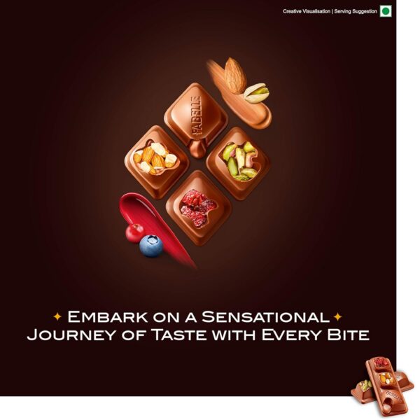 Fabelle Open Secret - Milk, Centre- Filled Luxury Chocolate Bar Topped with Visible Nuts & Berries, 121g - Image 4