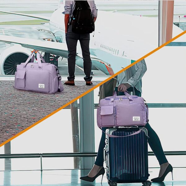 Storite Nylon 44 cms Imported Travel Duffle Bag Sports Gym Shoulder Bag for Women with Wet Pocket & Shoe Compartment Weekender Overnight Travel Luggage Bag (Purple, 44 x 18 x 29 cm) - Image 8