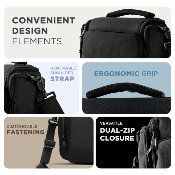 Tygot Water Resistant Camera Bag/Case Shoulder Strap Space for Photography Lens and Accessories Compatible for Nikon, Canon, Sony, Panasonic, Samsung & Other SLR/DSLR etc (Black & Silver) - Image 4