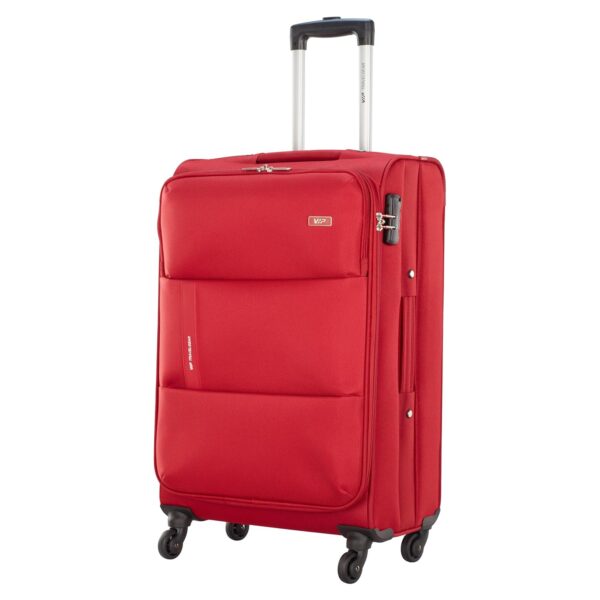 VIP Widget Durable Polyester Soft Sided Check-in Luggage 4 Spinner Suitcase Wheels with Quick Access Front Pockets (Medium, 69Cm, Red) - Image 4