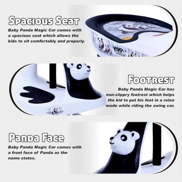 Toyzone Baby Panda Magic Car-50940 | Ride-on Baby Car| Kids Push Car| Swing Car | Comfortable Seats & Durable | Elegant Design | Ride on Toy Car for Kids|Twister Ride on|Magic Toy Car|Kids Ride On|Push Rider|Steering Music & Lights | For Kids age 2+ - Image 3