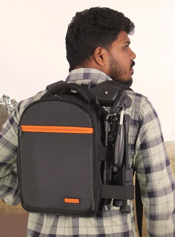 SIDRUM Camera Backpack with Removable Padded Dividers & Rain Cover | Camera Bag fits Tripod and 12.9" Tablet (Black) - Image 9
