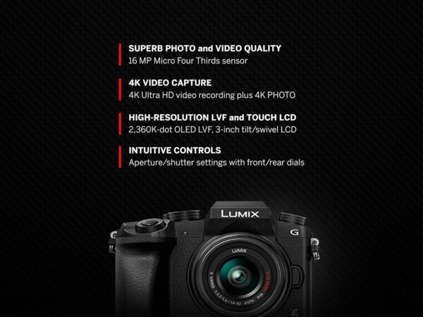 Panasonic LUMIX G7 16.00 MP 4K Mirrorless Interchangeable Lens Camera Kit with 14-42 mm Lens (Black), 3x Optical Zoom" - Image 8