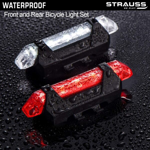 Strauss Bicycle Tail Lights | USB Rechargeable Headlights| Ultra Bright Waterproof Bicycle Tail Lights | Light Set with Led Light | Tail Clip Light Lamp |Taillight Set - Image 4
