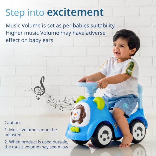 LuvLap Sunny Ride on & Car for Kids with Music & Horn Steering, Push Car for Baby with Backrest, Safety Guard, Under Seat Storage & Big Wheels, Ride on for Kids 1 to 3 Years Upto 25 Kgs (Blue) - Image 4