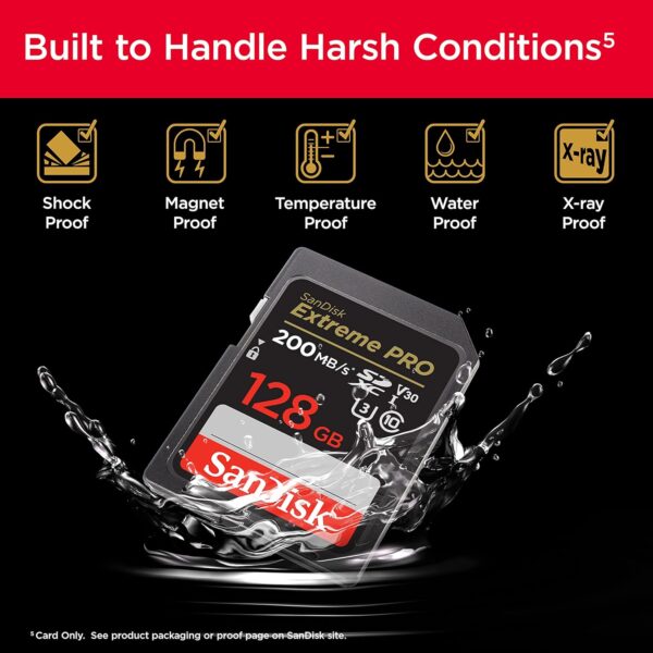 SanDisk Extreme Pro SD UHS I 128GB Card for 4K Video for DSLR and Mirrorless Cameras 200MB/s Read & 90MB/s Write - Image 6