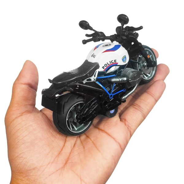 VGRASSP 1:14 Scale Model Pull Back Action Die Cast Bike Toy Vehicle for Kids - Rubber Tyres, Detailed Exterior Sports Motorcycle Toy - Color As Per Stock (Police Cruiser) - Image 2