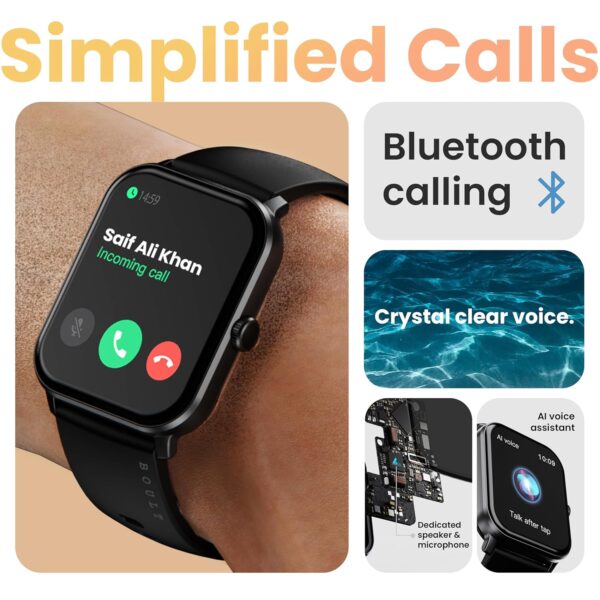 Boult Drift+ Smart Watch 1.85''HD Screen, Bluetooth Calling, IP68, 500 Nits Brightness,150+ Watchfaces, AI Voice Assistant, SpO2 Monitoring, 100+ Sports Mode Smartwatch (Jet Black) - Image 9