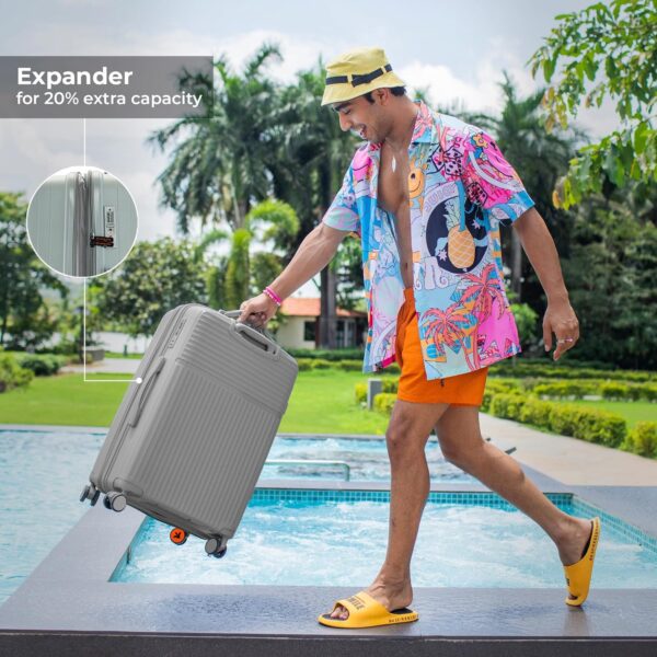 Nasher Miles Krabi Expander and TSA Lock Hard-Sided Polypropylene Check-in Luggage Grey 28 inch |75cm Large Trolley Bag - Image 6