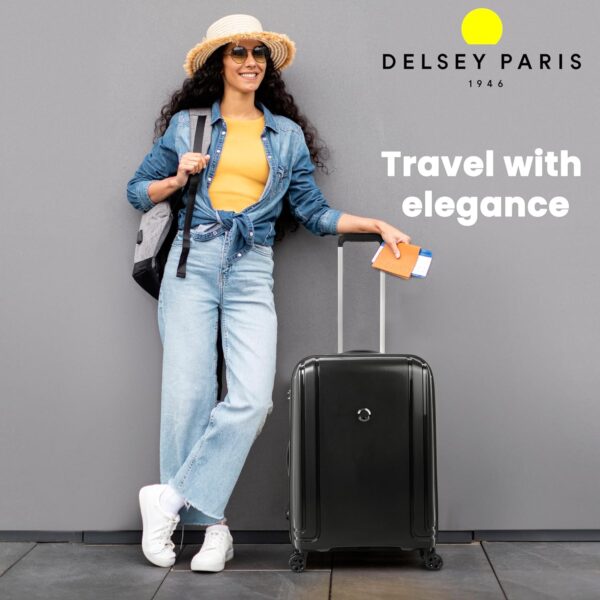 Delsey Paris Brisban 75 cms Large Size Check-in Polypropylene Hard Sided 8 Wheels Spinner Suitcase/Trolley Bag for Travel with TSA Lock- Black - Image 4