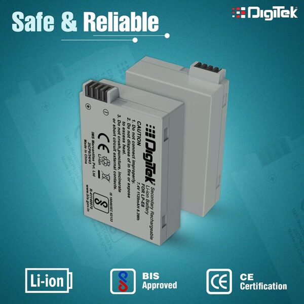 DIGITEK® (LP E8) Lithium-ion Rechargeable Battery for DSLR Camera, 1120mAh, Eco Friendly & BIS Approved, Multi Protection, Compatible with Canon EOS 550D, 600D, 650D, 700D, Rebel T2i, T3i, T4i, T5i - Image 5