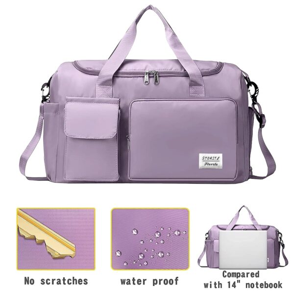 Storite Nylon 44 cms Imported Travel Duffle Bag Sports Gym Shoulder Bag for Women with Wet Pocket & Shoe Compartment Weekender Overnight Travel Luggage Bag (Purple, 44 x 18 x 29 cm) - Image 5