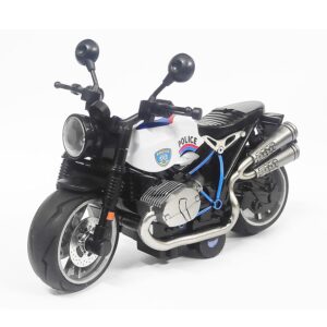 VGRASSP 1:14 Scale Model Pull Back Action Die Cast Bike Toy Vehicle for Kids – Rubber Tyres, Detailed Exterior Sports Motorcycle Toy – Color As Per Stock (Police Cruiser)