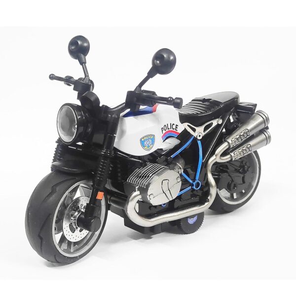 VGRASSP 1:14 Scale Model Pull Back Action Die Cast Bike Toy Vehicle for Kids - Rubber Tyres, Detailed Exterior Sports Motorcycle Toy - Color As Per Stock (Police Cruiser)