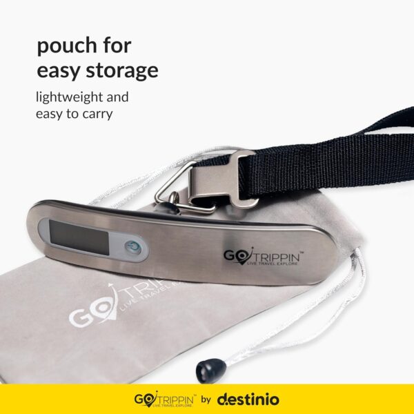 GoTrippin by Destinio Weight Machine for Luggage - 50 kg capacity, Steel body, Lifetime replacement - Digital Portable Electronic Luggage Weighing Scale for home, travel, flights, bags (Silver, 50 kg) - Image 7
