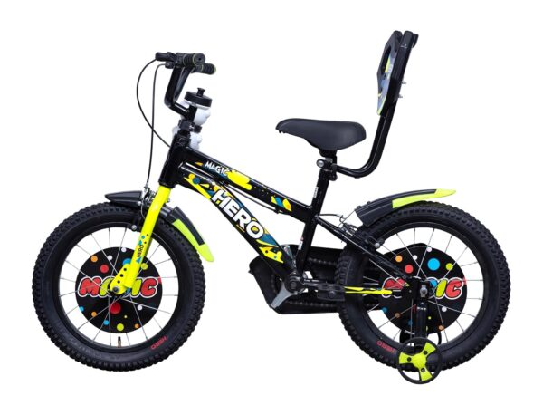 Hero Magic 16T Bicycle for Kids with Bottle & Cage | Caliper Brake | Rigid Suspension | Ideal for Kids | Black-Green | 95% Assembled Cycle(Ready to Ride in 5 Mins) - Image 4