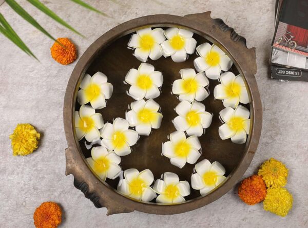 SATYAM KRAFT 12 Pcs Artificial Big Fake Foam Hawaii Beach Plumeria Flower Water Floating Flowers for Valentine,Home Decoration,Wedding,Pooja Thali,Festival & Events,Table,Badroom,DIY Craft (6 cm) - Image 2