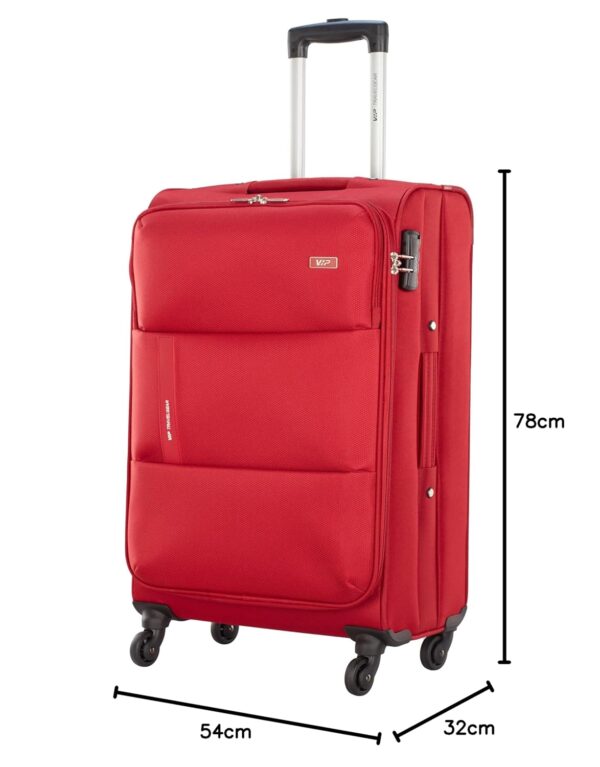 VIP Widget Durable Polyester Soft Sided Check-in Luggage 4 Spinner Suitcase Wheels with Quick Access Front Pockets (Medium, 69Cm, Red) - Image 8