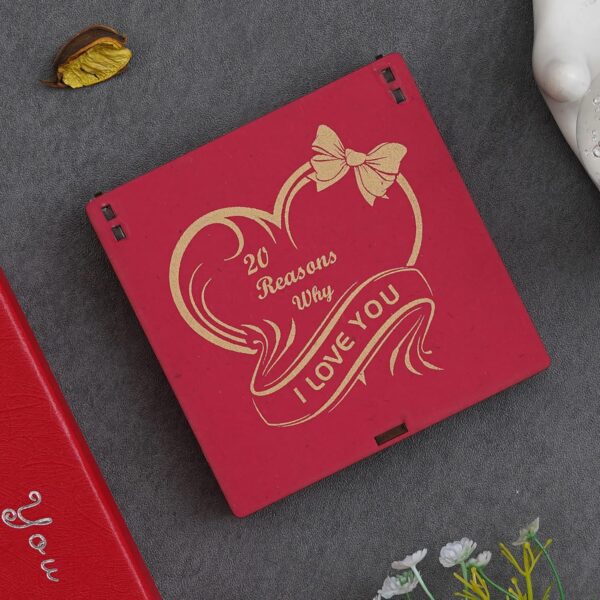 eCraftIndia Red Wooden 20 Reasons Why I Love You Printed on Little Hearts Valentine Gift Box| Valentine Gift for Girlfriend Boyfriend Husband Wife|Valentine Day Gifts|Valentine Day Decoration Items - Image 9