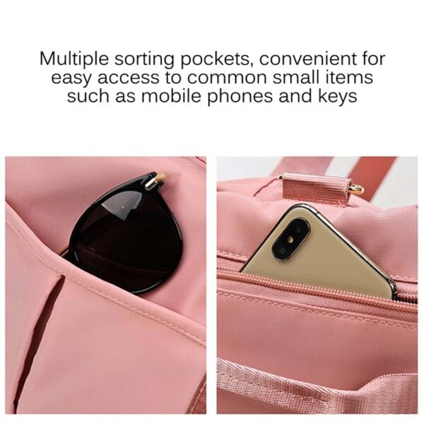 Storite Nylon 46 cm Foldable Travel Duffel Bag, Sports Gym Duffle Bag, Shoulder Handbag for Women, Outdoor Weekend Bag with Shoe and Wet Clothes Compartments (Pink,46x23x23 cm) - Image 9