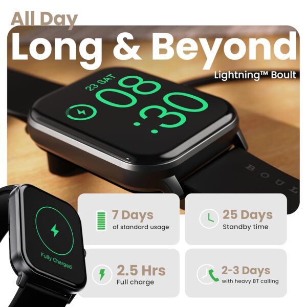 Boult Drift+ Smart Watch 1.85''HD Screen, Bluetooth Calling, IP68, 500 Nits Brightness,150+ Watchfaces, AI Voice Assistant, SpO2 Monitoring, 100+ Sports Mode Smartwatch (Jet Black) - Image 8