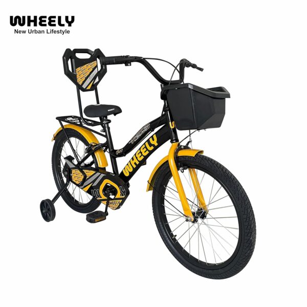 Wheely Buzz, 20T Kids Bike, 12 Inch Frame, Black-Orange, Single Speed Steel Frame Bike, with Front Basket, Back Rest and Rear Carrier, Ideal for 6-10 Years Unisex, Height 3.5-4.5 feet - Image 3