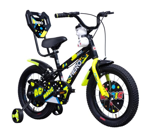 Hero Magic 16T Bicycle for Kids with Bottle & Cage | Caliper Brake | Rigid Suspension | Ideal for Kids | Black-Green | 95% Assembled Cycle(Ready to Ride in 5 Mins) - Image 2