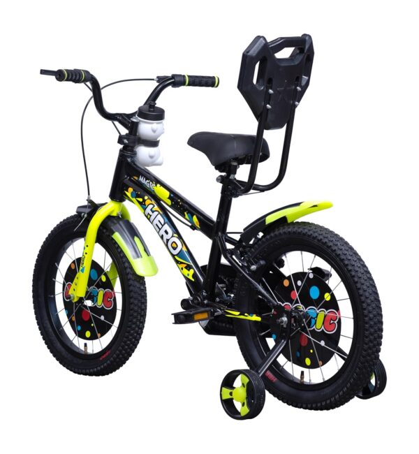 Hero Magic 16T Bicycle for Kids with Bottle & Cage | Caliper Brake | Rigid Suspension | Ideal for Kids | Black-Green | 95% Assembled Cycle(Ready to Ride in 5 Mins) - Image 3