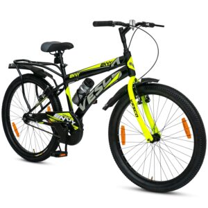 VESCO Envy Black City Bike/Cycle 26T with Inbuilt Carrier | Rigid Supsension | 17 Inch Frame | Cycle for Boys/Men Road Cycle (Single Speed)
