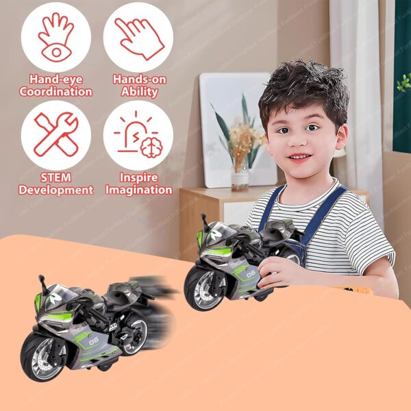 FunBlast Bike Toy for Kids – 1:12 Scaled Model Realistic Bike Toys with Light & Music, Motorcycle Toy for Kids, Pull Back Friction Powered Bike Toy, for 3+ Years Old Kids, Boys (Grey) - Image 6