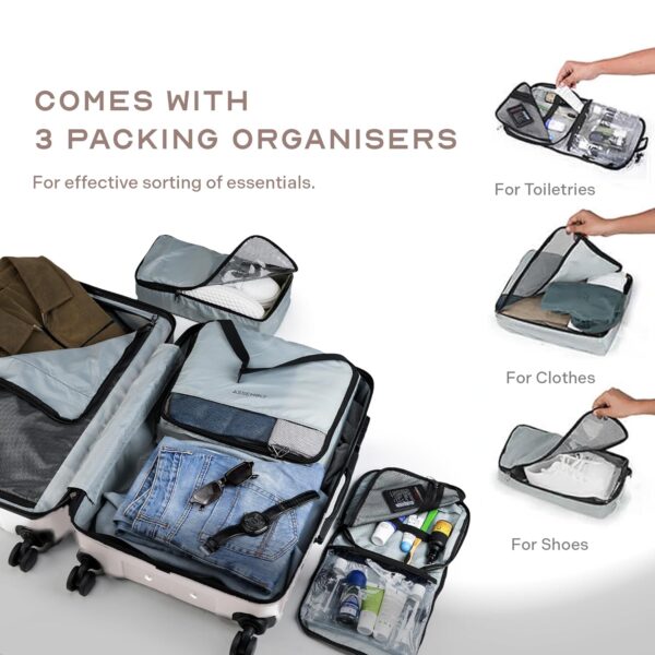 THE ASSEMBLY Cabin 4 Spinner Wheels Luggage Polycarbonate 55 Cms - Premium Hard-Sided Suitcase Trolley For Flight Travel With Tsa Lock- Desert Ivory-Stark - Image 3