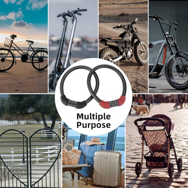 ROCKBROS Bike Lock Cable Combination Bike Lock 5 Digit Resettable Bicycle Cable Lock for Road Mountain Bike Motorcycle Scooters… - Image 8