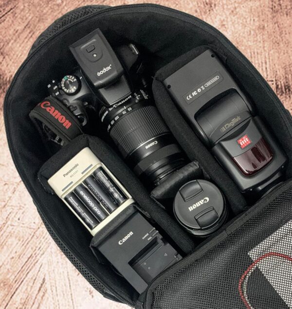 SIDRUM Camera Backpack with Removable Padded Dividers & Rain Cover | Camera Bag fits Tripod and 12.9" Tablet (Black) - Image 3