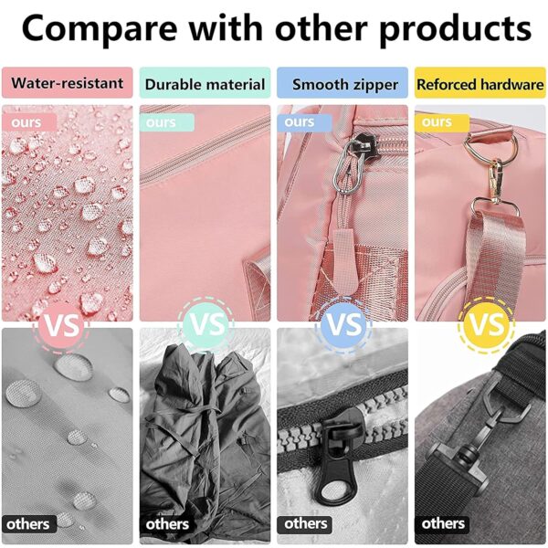 Storite Nylon 46 cm Foldable Travel Duffel Bag, Sports Gym Duffle Bag, Shoulder Handbag for Women, Outdoor Weekend Bag with Shoe and Wet Clothes Compartments (Pink,46x23x23 cm) - Image 5