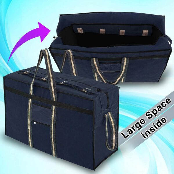 NISUN Canvas 90 Liter Large Strong Carry-On Luggage Travel Luggage Duffel Storage Bag With Six Spinner Wheels & Front Transparent Pocket (Blue, 73 X 27.5 X 45 Cm) - Image 7