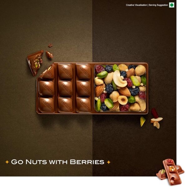 Fabelle Open Secret - Milk, Centre- Filled Luxury Chocolate Bar Topped with Visible Nuts & Berries, 121g - Image 8