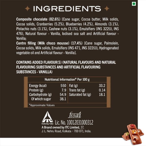 Fabelle Open Secret - Milk, Centre- Filled Luxury Chocolate Bar Topped with Visible Nuts & Berries, 121g - Image 9