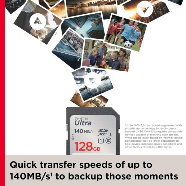 SanDisk Ultra UHS I 128GB SD Card 140MB/s for DSLR and Mirrorless Cameras, 10Y Warranty - Image 5