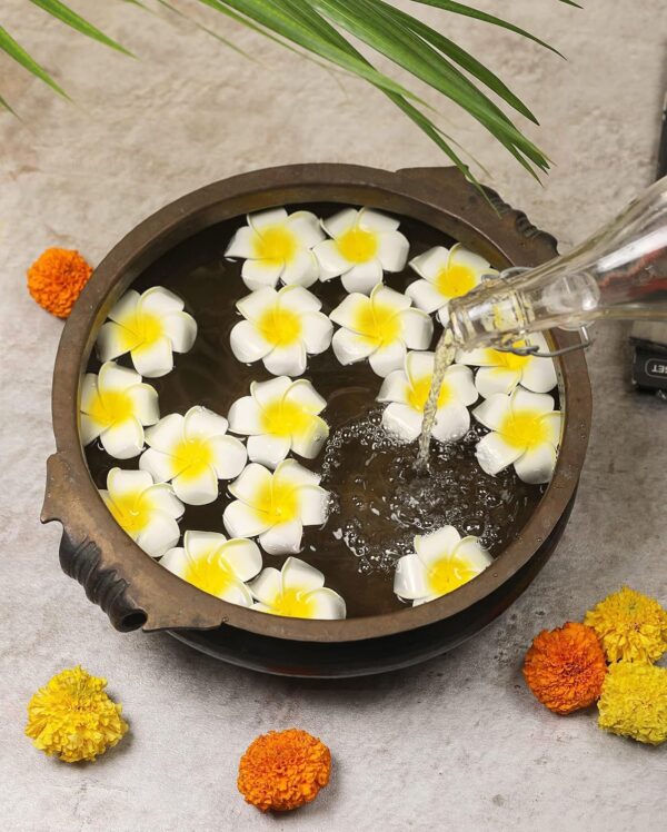 SATYAM KRAFT 12 Pcs Artificial Big Fake Foam Hawaii Beach Plumeria Flower Water Floating Flowers for Valentine,Home Decoration,Wedding,Pooja Thali,Festival & Events,Table,Badroom,DIY Craft (6 cm) - Image 4