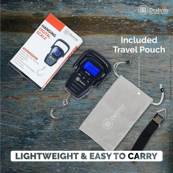 Destinio Premium Hanging Weight Machine 50kg - Portable Digital Weighing Scale for Luggage, Gas Cylinder & Travel, Wide Soft Handle, Extra Strap Included, Weighing Scale for Luggage Bags & Suitcase - Image 5