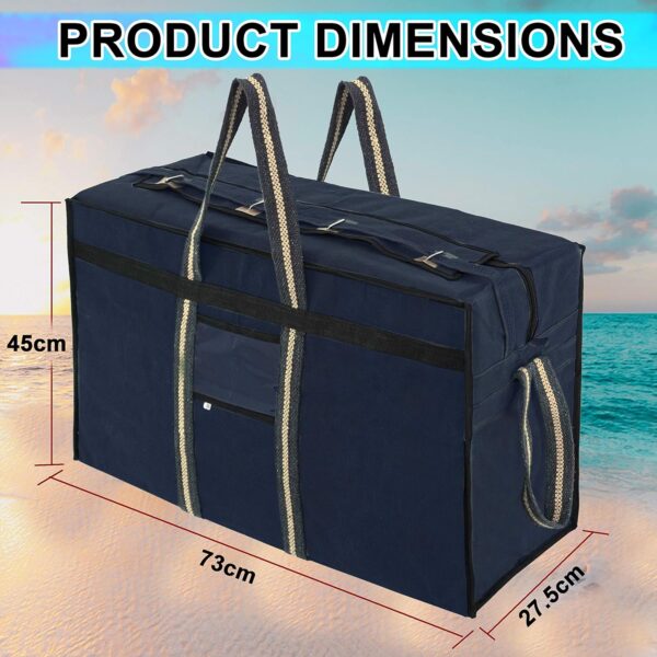 NISUN Canvas 90 Liter Large Strong Carry-On Luggage Travel Luggage Duffel Storage Bag With Six Spinner Wheels & Front Transparent Pocket (Blue, 73 X 27.5 X 45 Cm) - Image 3