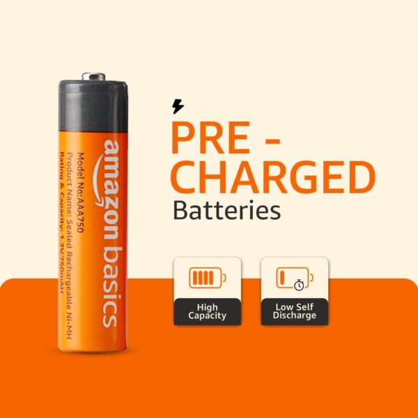 Amazon Basics AAA Rechargeable 750 mAh Batteries | Ready-to-use | Pre-Charged Ni-MH Batteries (Pack of 2) - Image 4