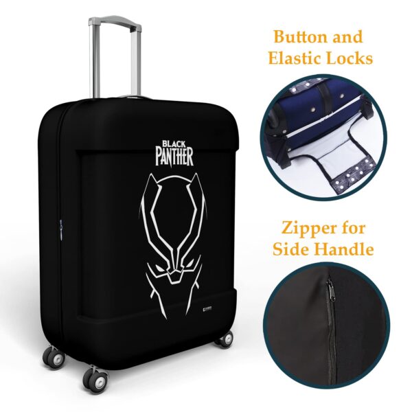Heart Home Marvel Black Panther Luggage Cover | Polyester Travel Suitcase Cover | Washable | Stretchable Suitcase Cover | 18-22 Inch-Small | 26-30 Inch-Large | Pack of 2 | Black - Image 3