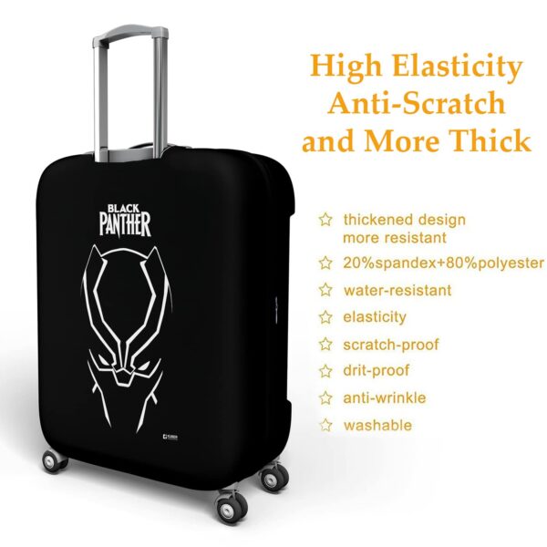 Heart Home Marvel Black Panther Luggage Cover | Polyester Travel Suitcase Cover | Washable | Stretchable Suitcase Cover | 18-22 Inch-Small | 26-30 Inch-Large | Pack of 2 | Black - Image 5