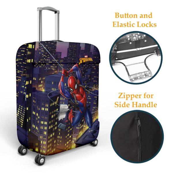 Kuber Industries Marvel Spiderman Luggage Cover|Polyester Travel Suitcase Cover|Washable|Stretchable Suitcase Protector|26-30 Inch|Large (Multicolor) - Image 3