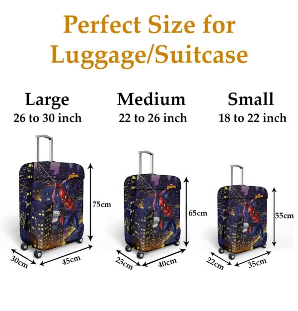 Kuber Industries Marvel Spiderman Luggage Cover|Polyester Travel Suitcase Cover|Washable|Stretchable Suitcase Protector|26-30 Inch|Large (Multicolor) - Image 4