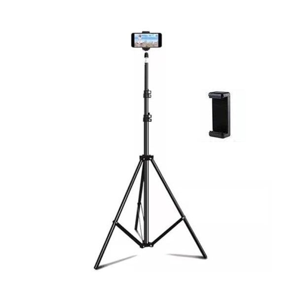 Elfora 7 feet Lightweight Tripod Stand with Mobile Phone Holder | Landscape Mode Only | Portable and Sturdy for Stable Photos & Videos | Compatible for Mobiles, Lights, Reflectors and Cameras(Black) - Image 2